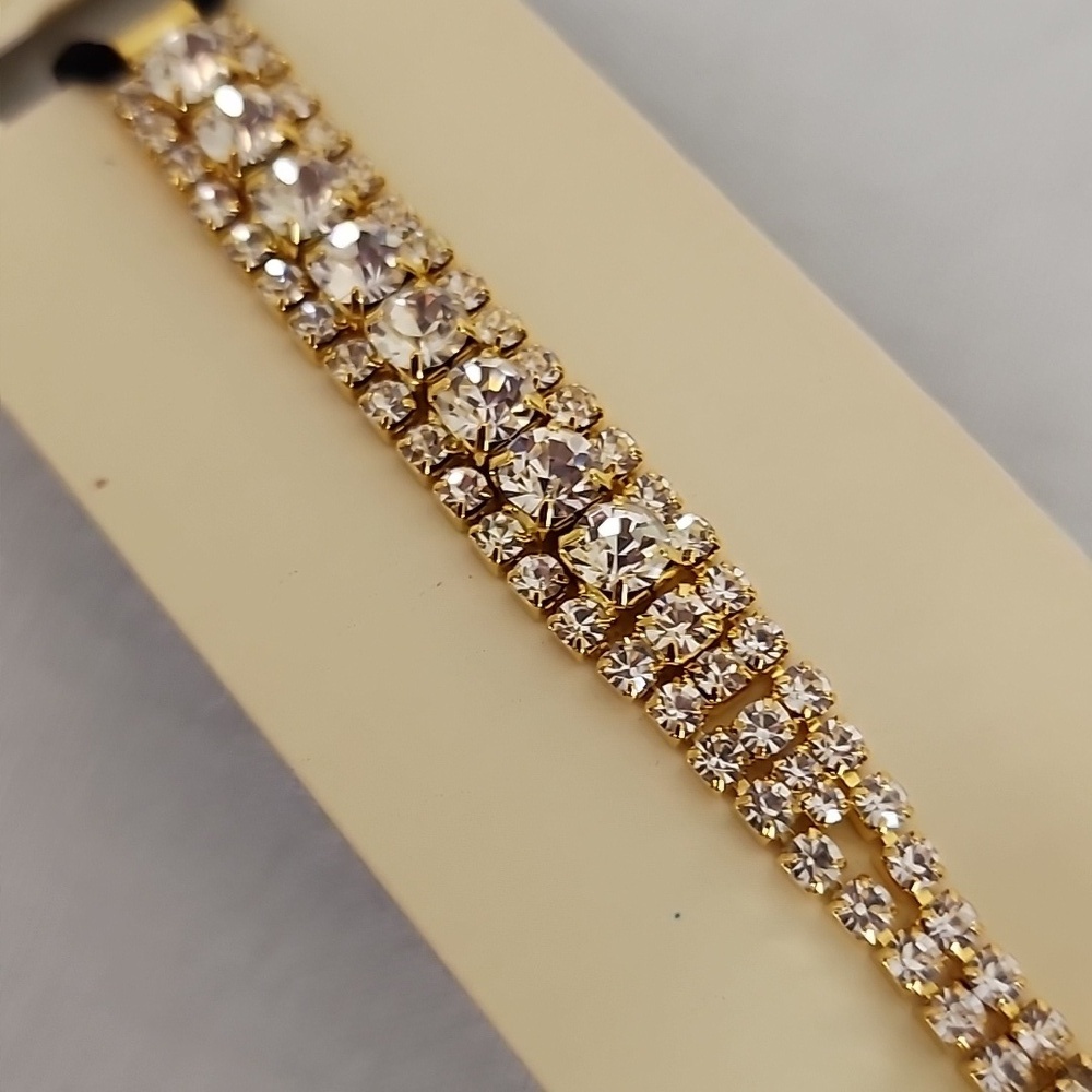 Gold Infinity Design Rhinestone Elastic Glam Headband NIP - Picture 4 of 6